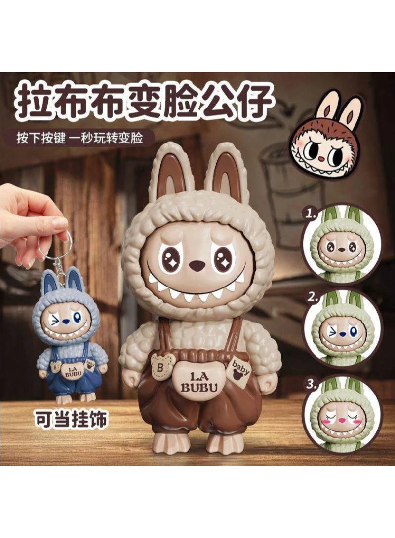 Monster The "La Popo" keychain with changing facial expressions is perfect for decorating keys or bags. It is lightweight and easy to carry, making it a fun gift for fans of unique designs and interactive head-moving dolls. It displays 3 different expressions, adding a playful touch to any space! - Image 3